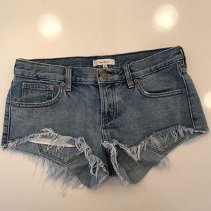 Talula Aritzia Low Rise Denim Shorts